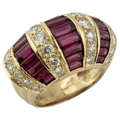 Vintage Oscar Heyman Large Yellow Gold Ruby and Diamond Cocktail Ring
