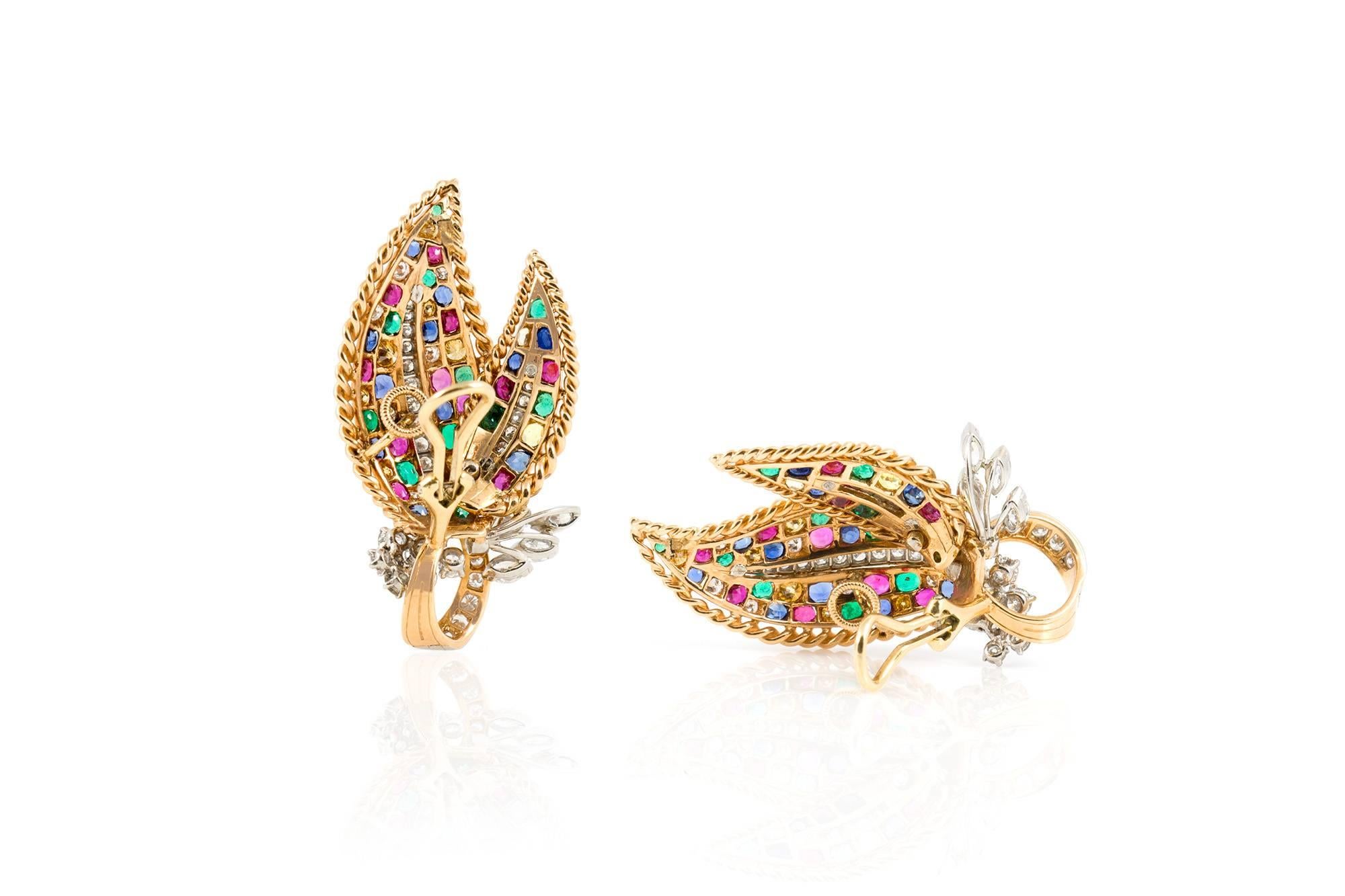 Oscar Heyman Leaf Earrings In Excellent Condition In New York, NY
