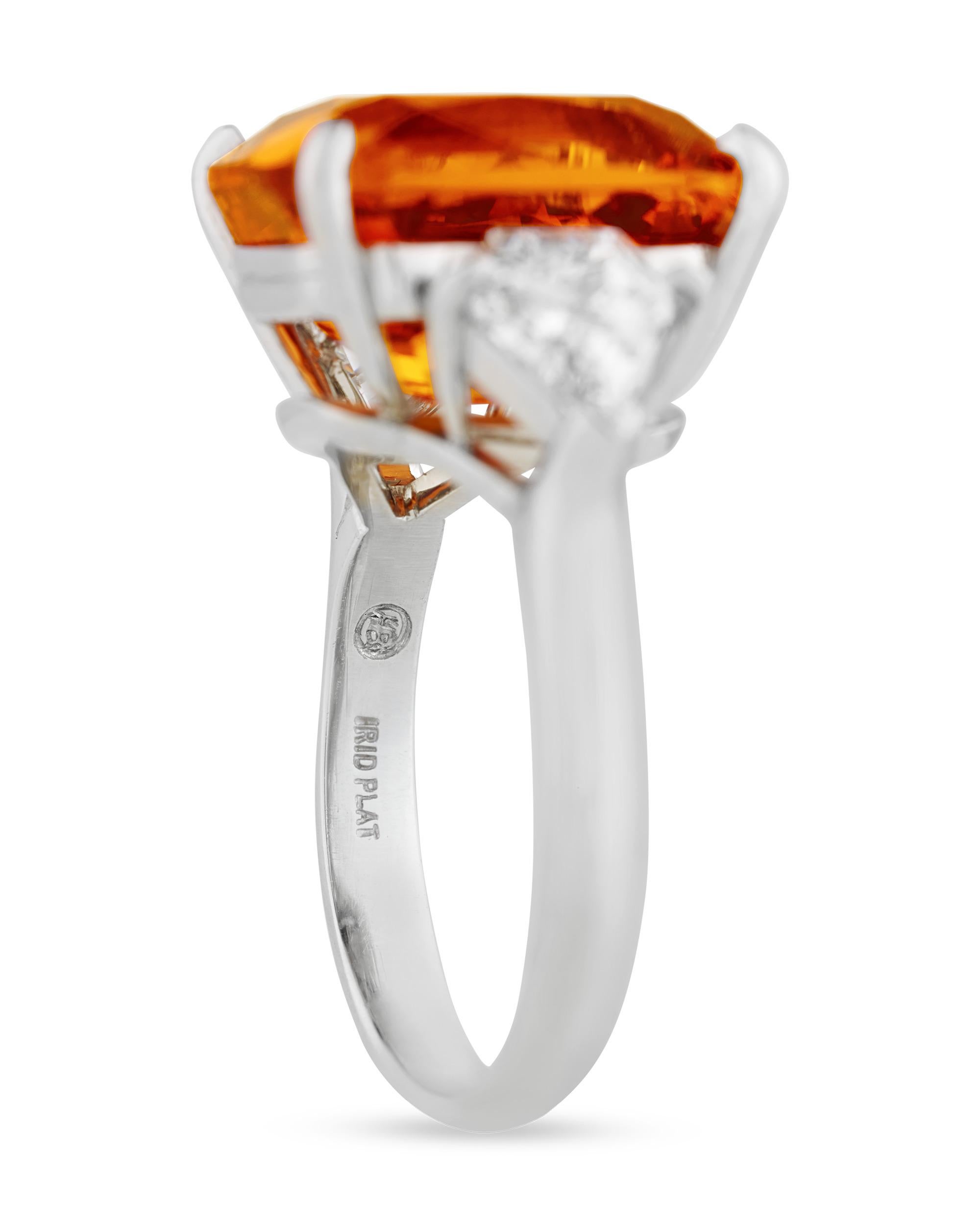 Modern Oscar Heyman Mandarin Garnet Ring, 12.98 Carats