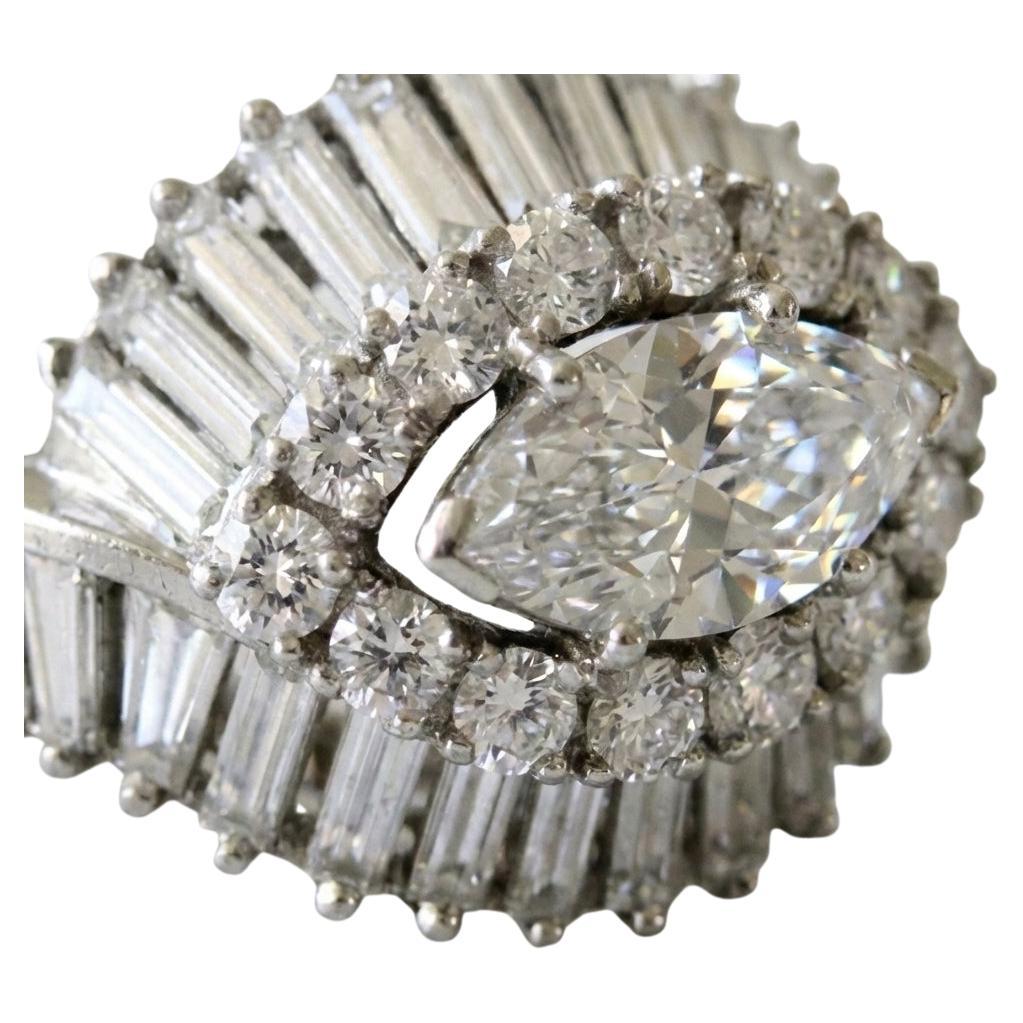 Oscar Heyman Marquise Diamond Estate Ring For Sale