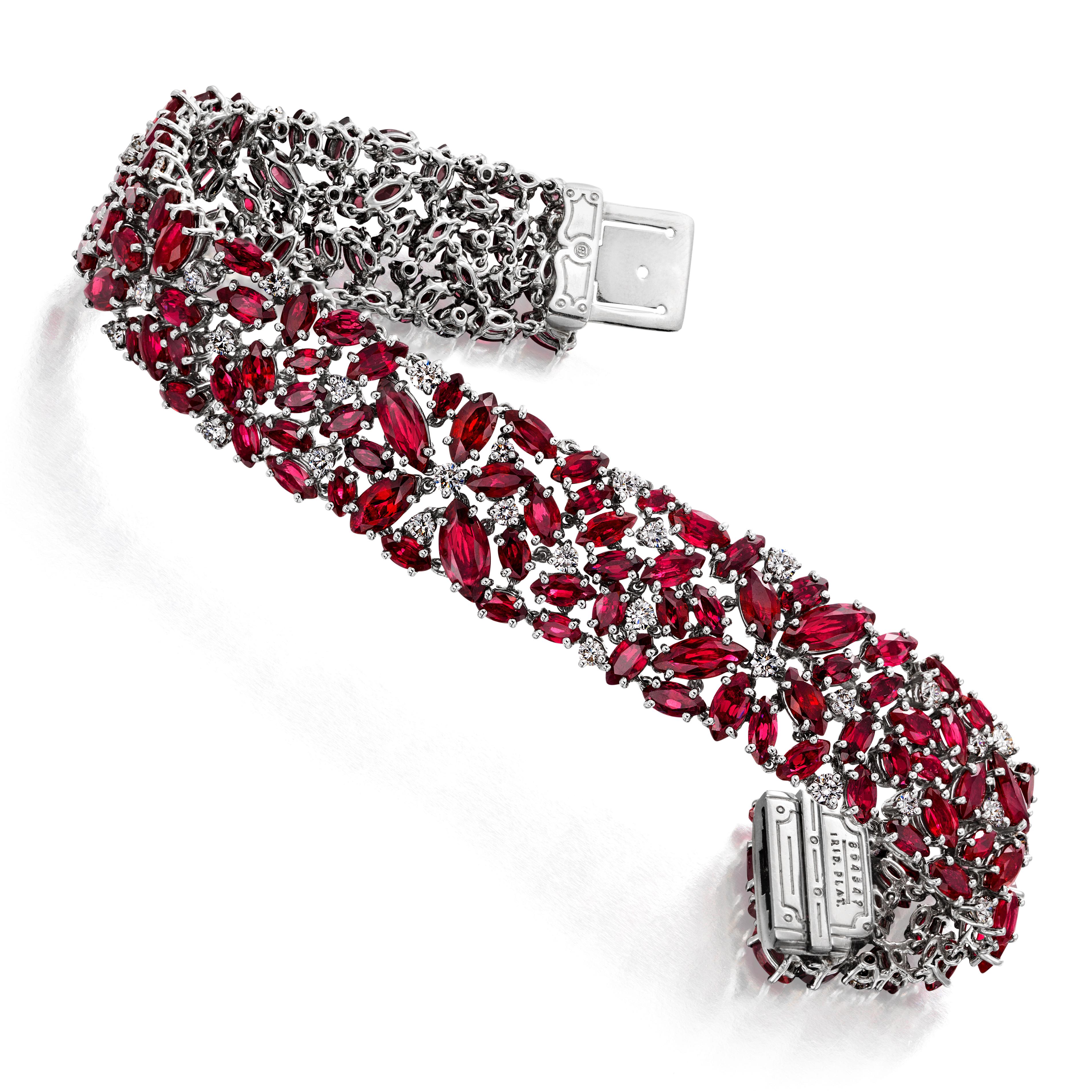 Contemporary Oscar Heyman Marquise Ruby Scatter Bracelet