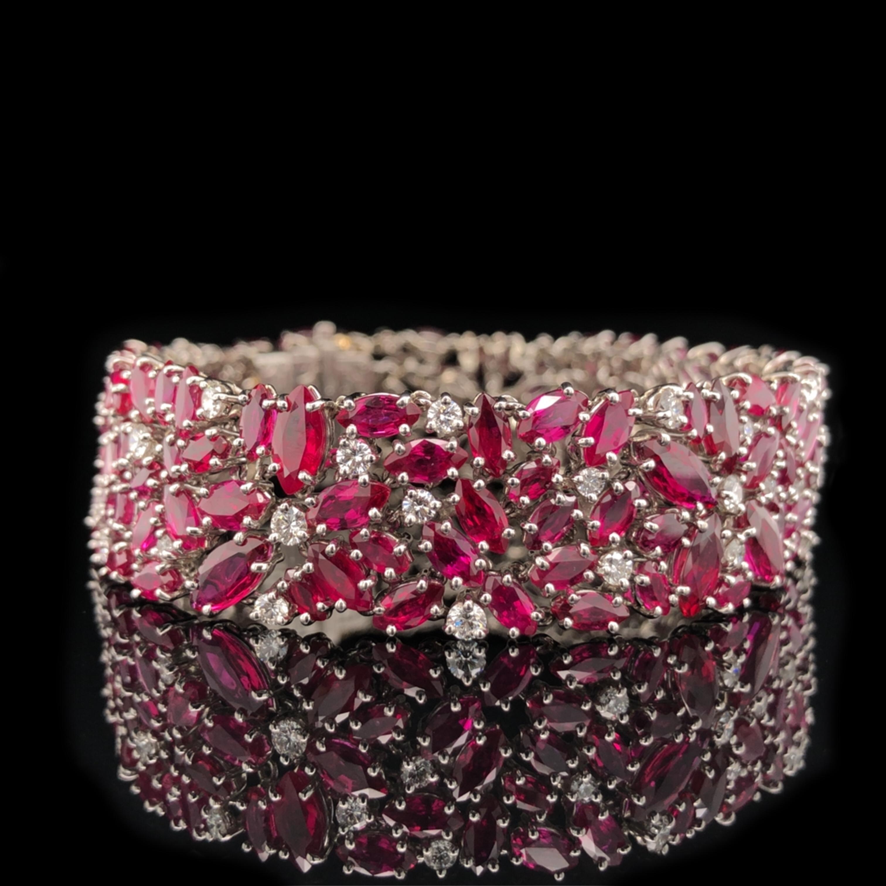 Oscar Heyman Marquise Ruby Scatter Bracelet In New Condition In New York City, NY