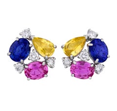 Oscar Heyman Multicolor Sapphire Earrings