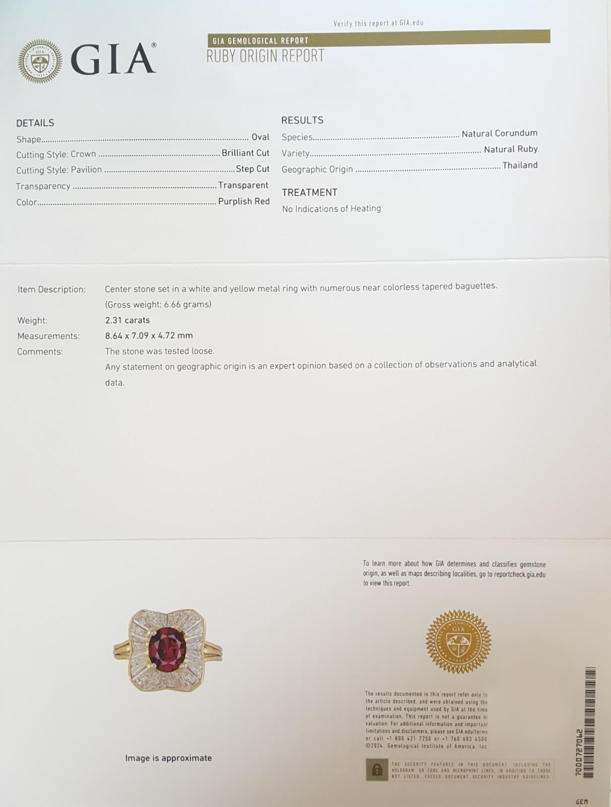 Oscar Heyman Bague ballerine en or jaune 18 carats et platine, rubis et diamants No Heat Pour femmes en vente