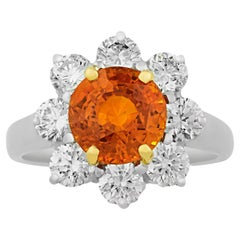Oscar Heyman Orange Sapphire Ring, 3.13 Carats