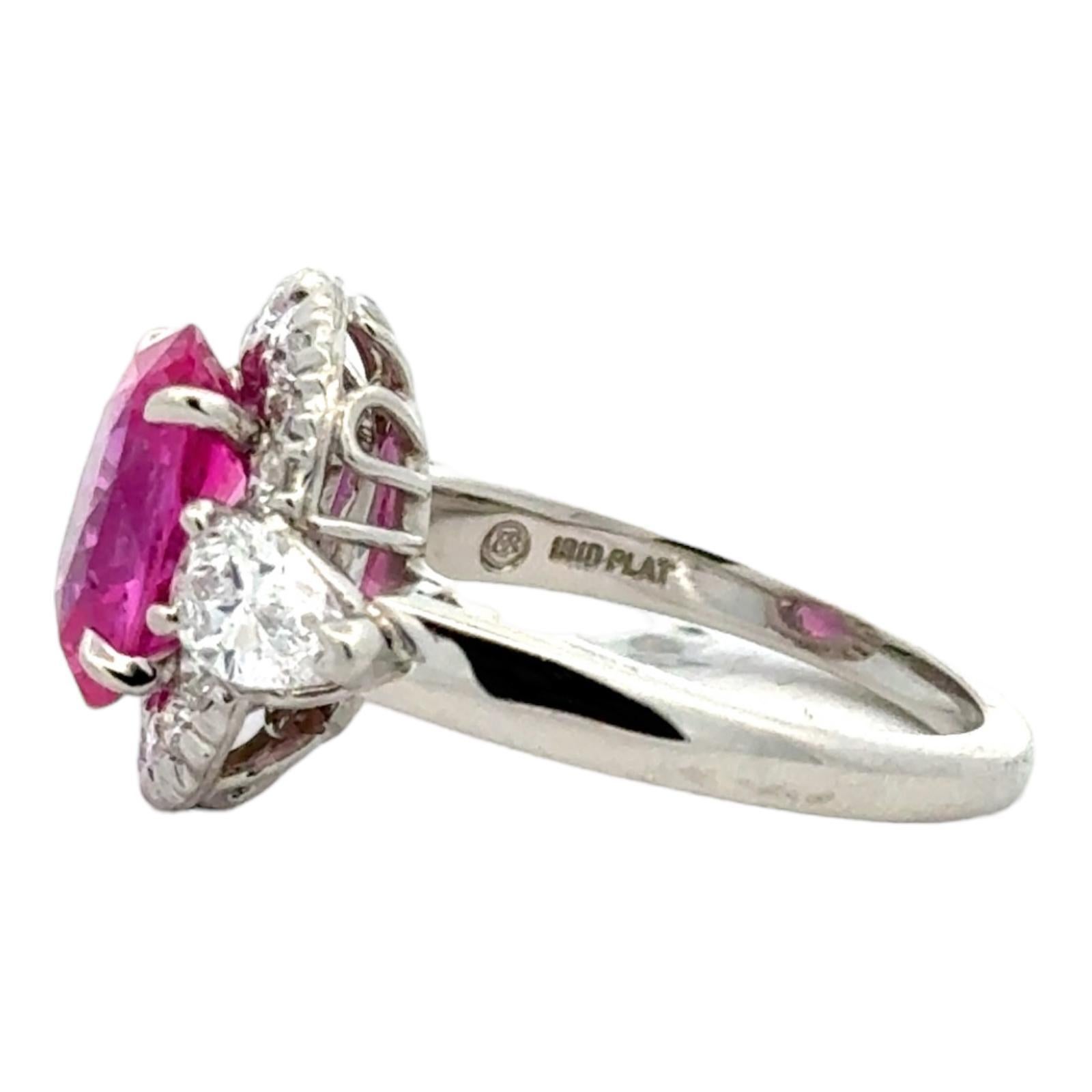 Oscar Heyman Oval Pink Sapphire Diamond Platinum Cocktail Ring Modern 3
