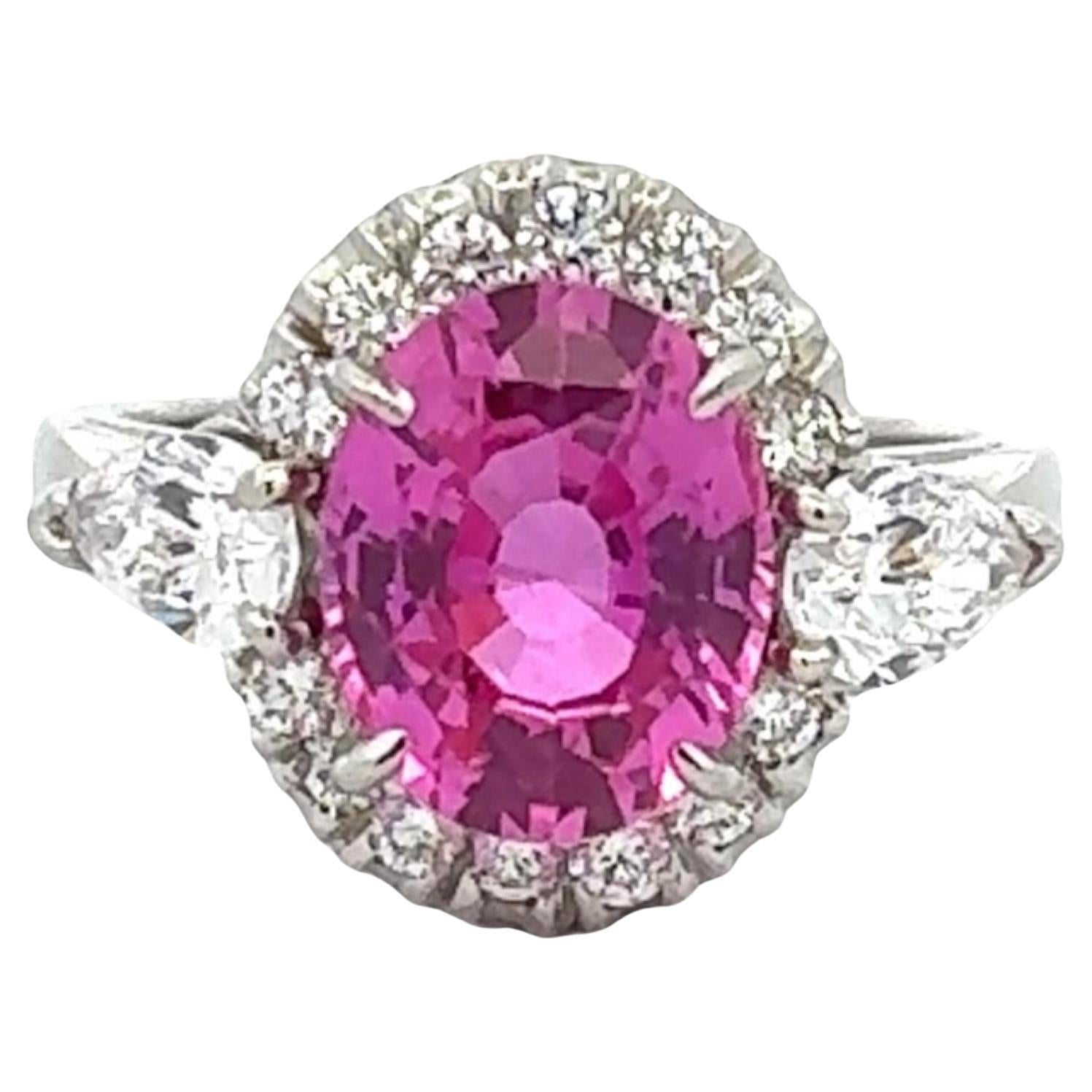 Oscar Heyman Oval Rosa Saphir Diamant Platin Cocktail-Ring Modern