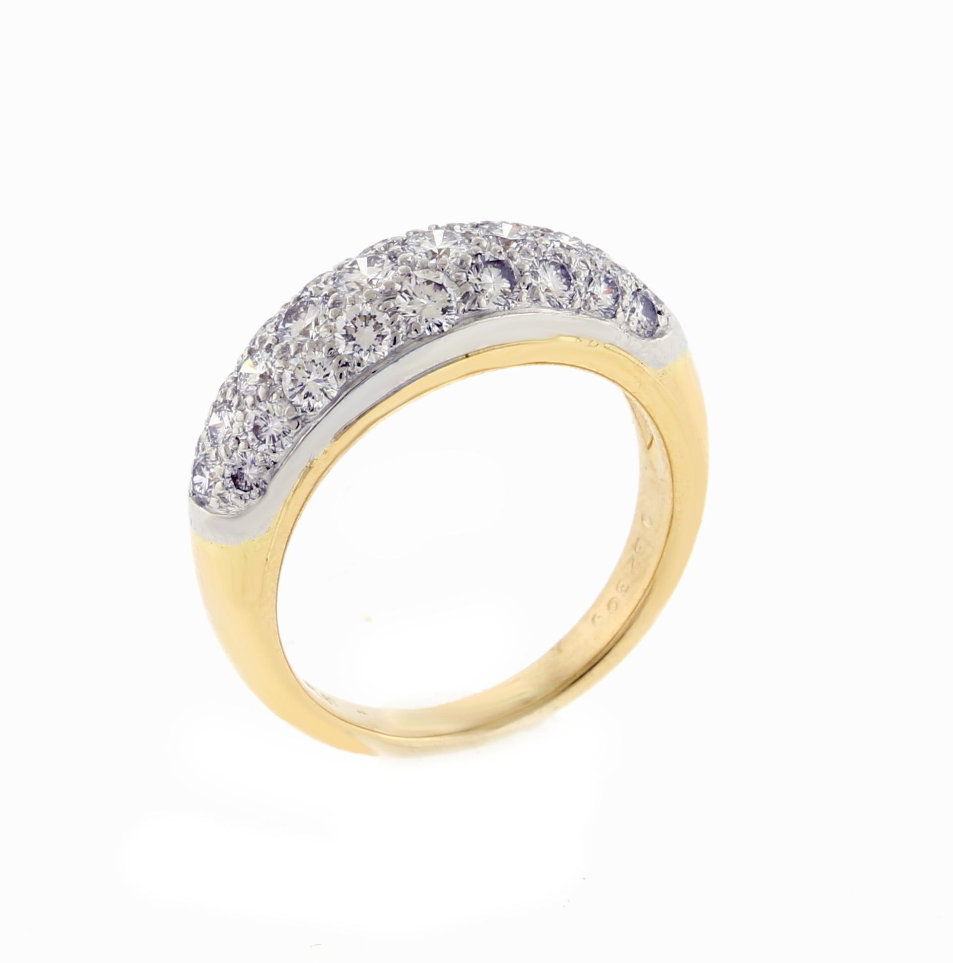 Round Cut Oscar Heyman Pavé Diamond Half Circle Band Ring