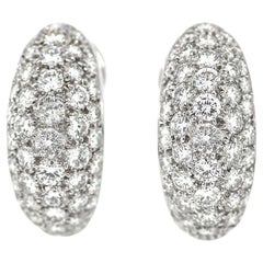 Oscar Heyman Pave Diamond Platinum Hoop Earrings