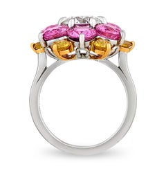Oscar Heyman Pink Sapphire and Yellow Diamond Floral Ring