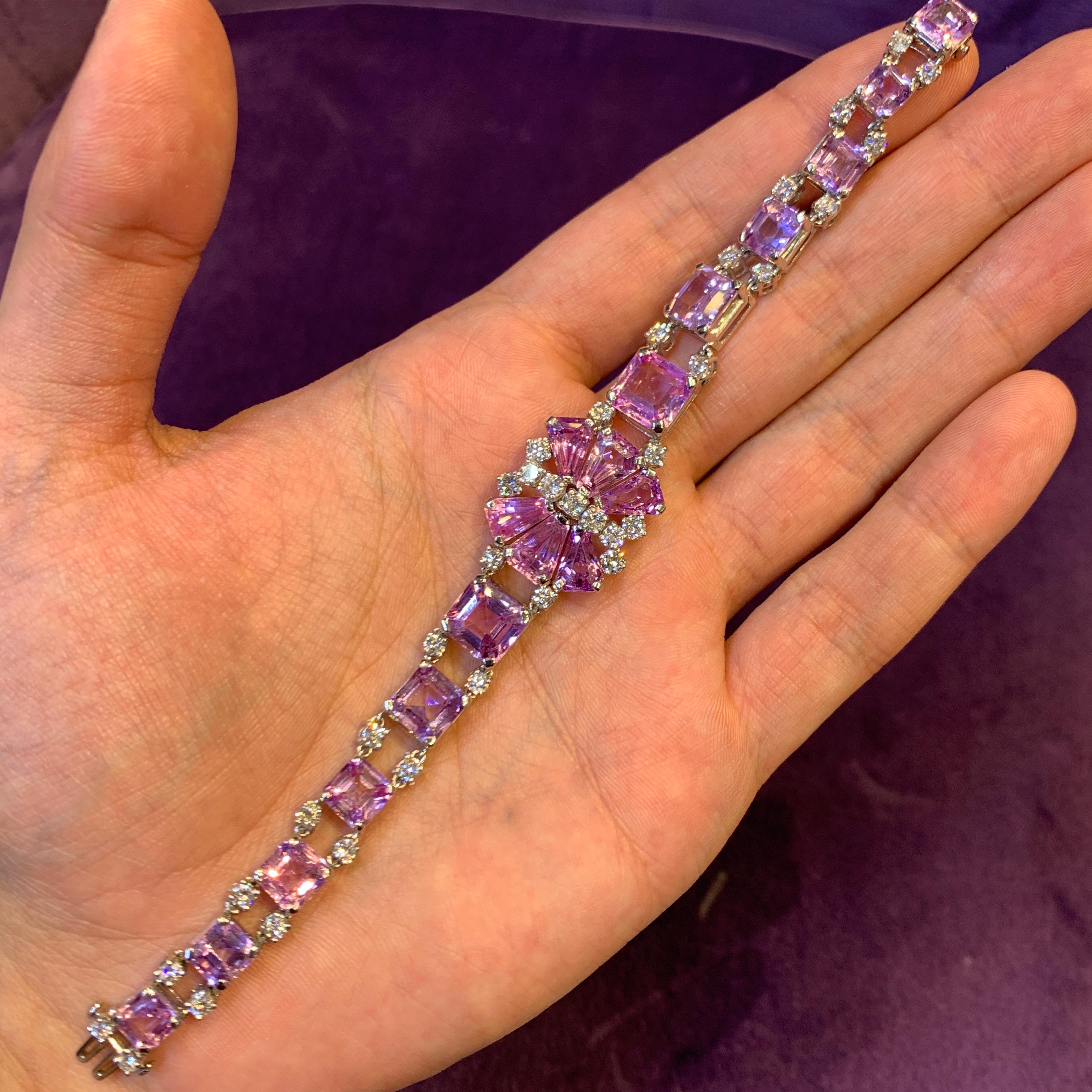 Women's Oscar Heyman Brothers Pink Sapphire & Diamond Bracelet For Sale
