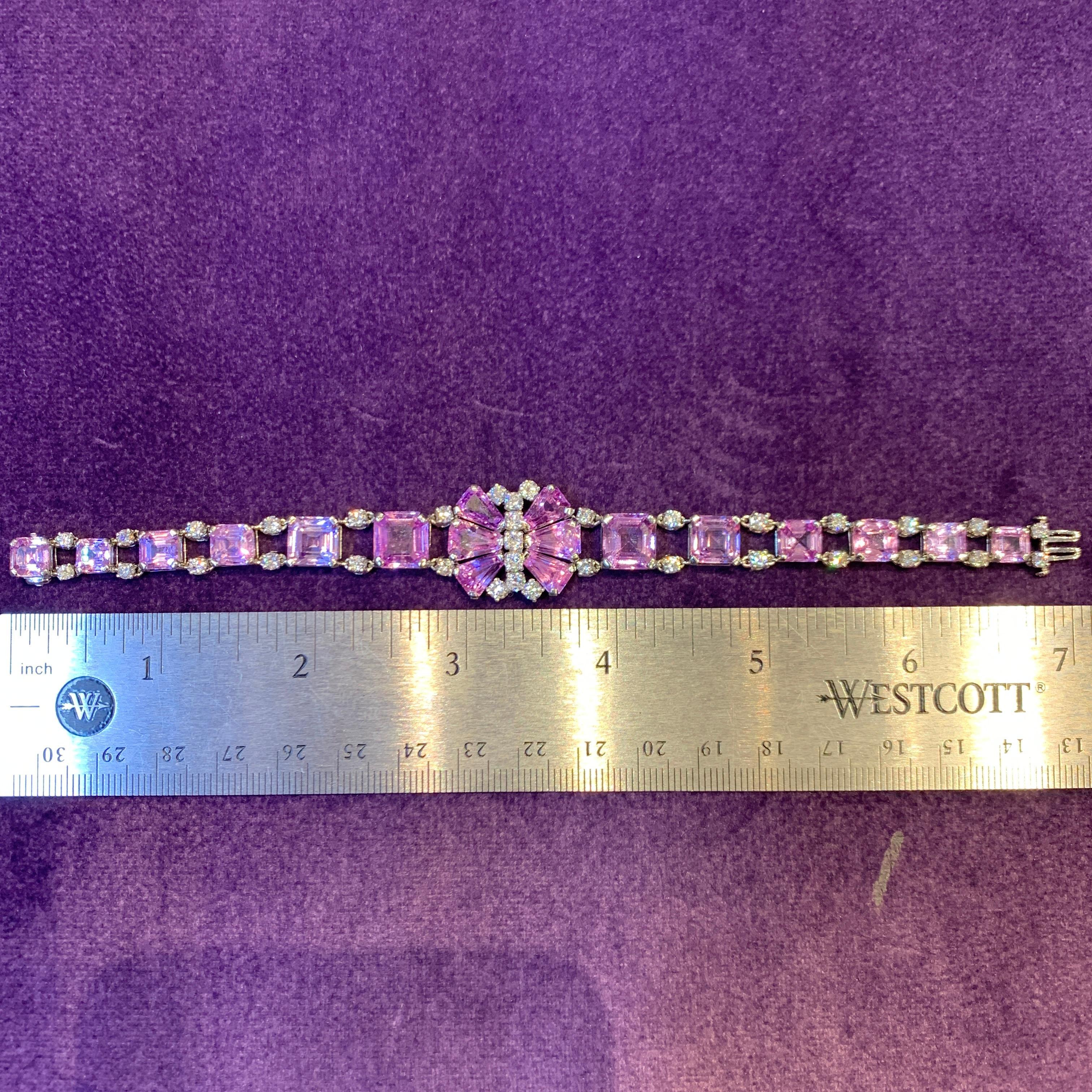 Oscar Heyman Brothers Pink Sapphire & Diamond Bracelet For Sale 3