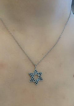 Oscar Heyman Platinum 0.53ct Black Diamond Star of David Pendant Necklace