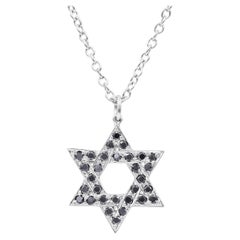 Oscar Heyman Platin 0,53 Karat Schwarzer Diamant-Halskette mit Davidstern-Anhänger