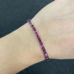 Oscar Heyman Bracciale tennis in platino con rubino quadrato da 12,26 carati