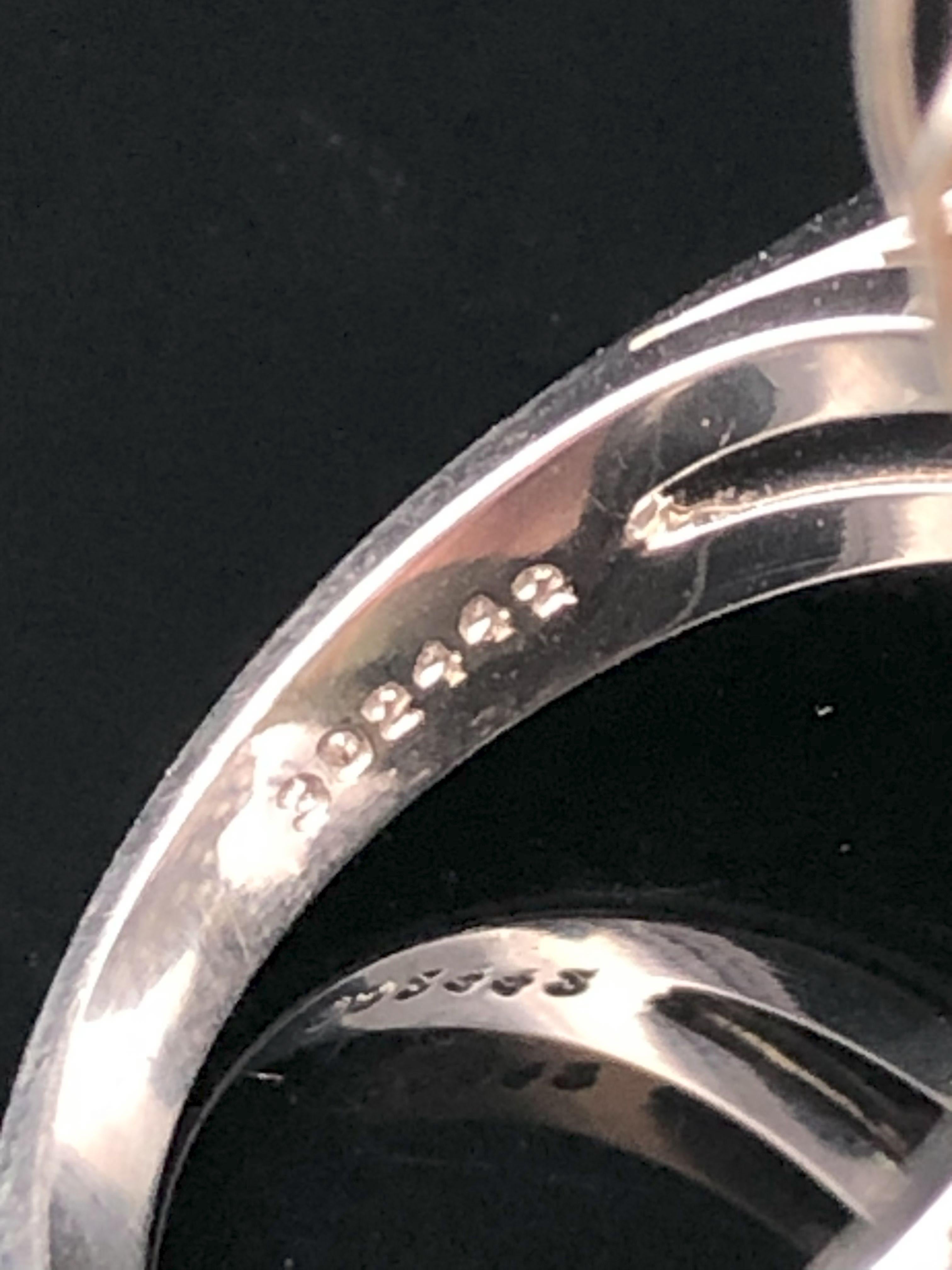 Contemporary Oscar Heyman Platinum 12mm Tahitian Pearl & Diamond Flower Ring For Sale