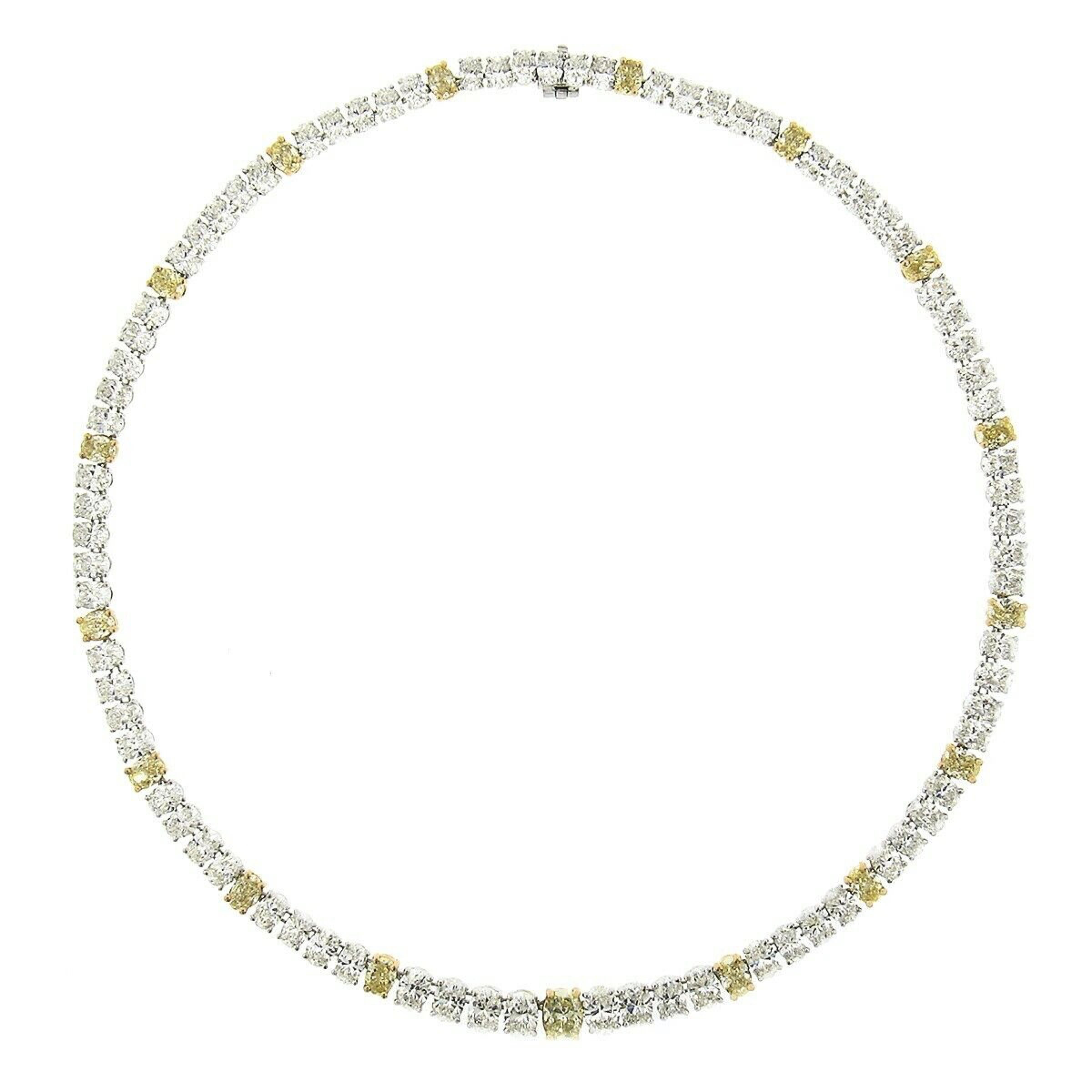 Oscar Heyman Platinum 18k Gold 34ctw Oval Yellow & White Diamond Tennis Necklace 3