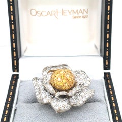 Oscar Heyman, Platinum 18K Gold Diamond Fancy Yellow Diamond Ring, Certificate