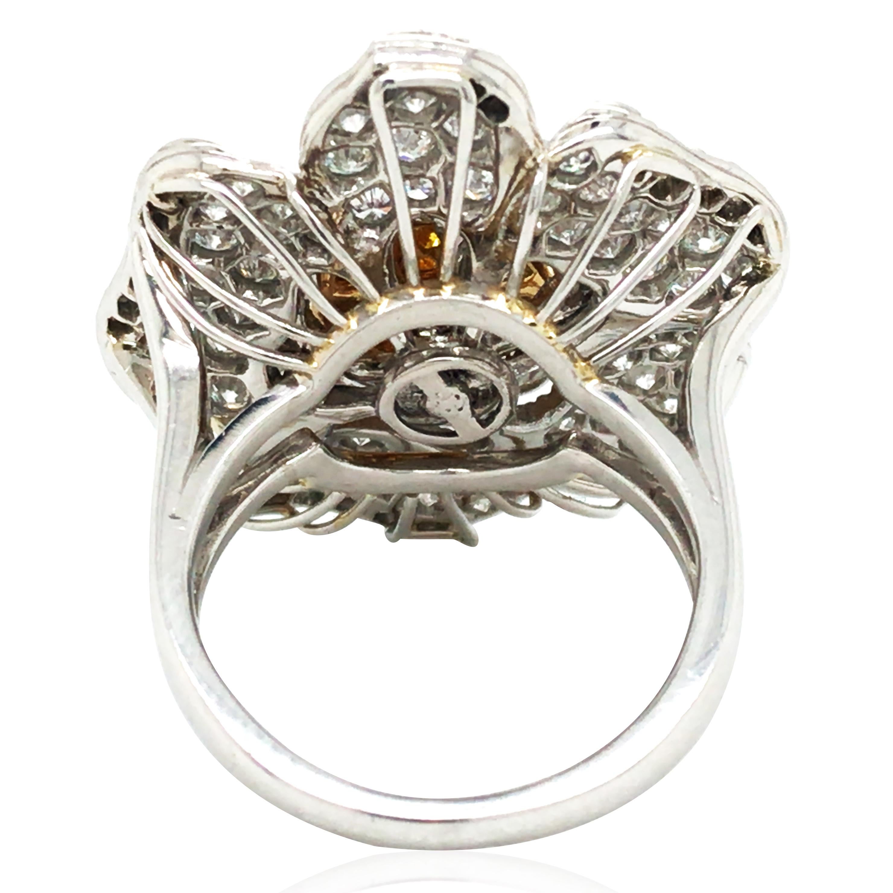 Women's Oscar Heyman, Platinum 18K Gold Diamond Fancy Yellow Diamond Ring, Certificate For Sale