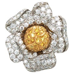 Oscar Heyman, Platinum 18K Gold Diamond Fancy Yellow Diamond Ring, Certificate