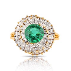 Oscar Heyman Platinum & 18K Yellow Gold 1.25ct Green Emerald Ballerina Ring