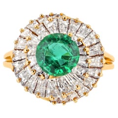 Antique Oscar Heyman Platinum & 18K Yellow Gold 1.25ct Green Emerald Ballerina Ring