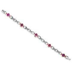 Oscar Heyman Platinum and 18 Karat Gold Cabochon Star Ruby and Diamond Bracelet