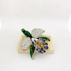Oscar Heyman Platinum/18KT Gold Orchid Brooch with Fancy Yellow & White Diamond