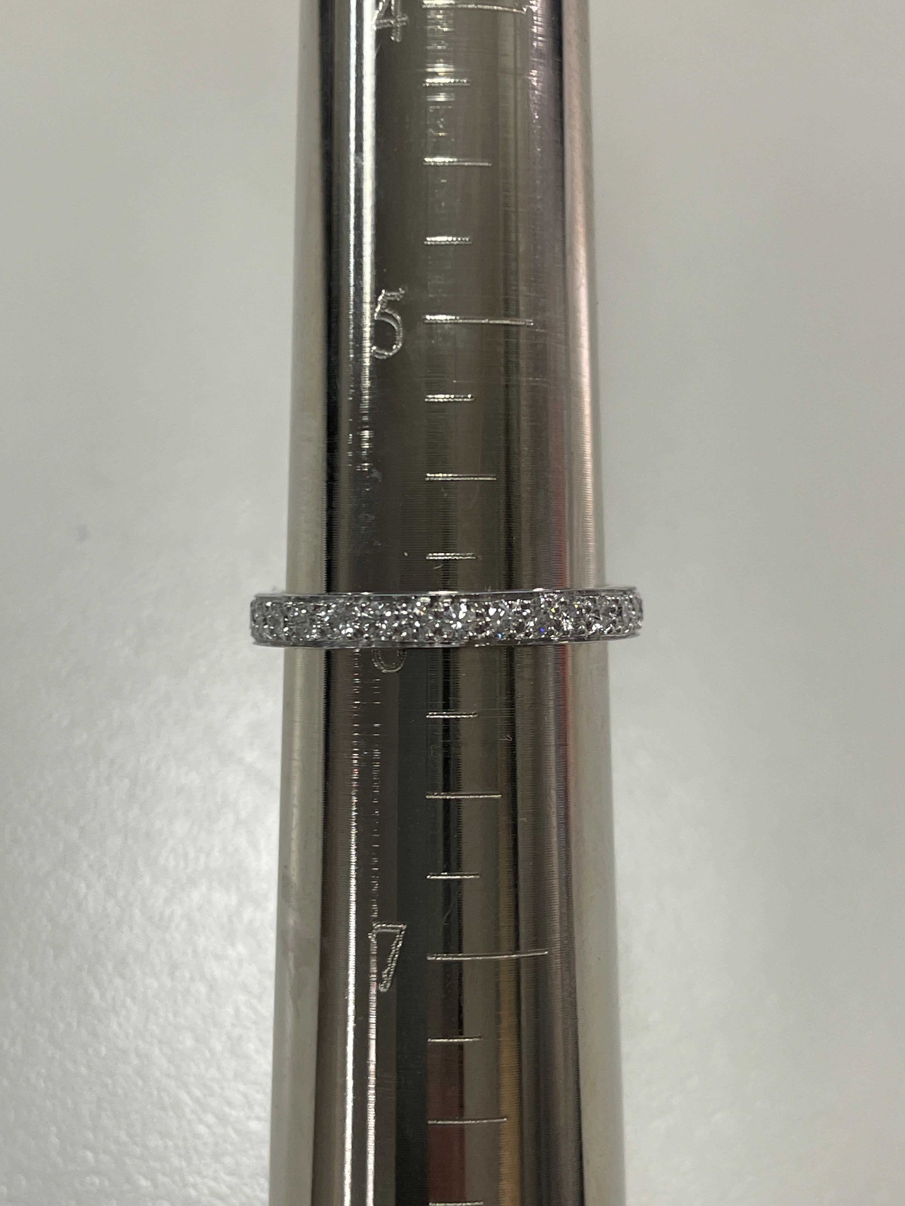 Oscar Heyman Platinum 2.5mm Bead Set Diamond Band Ring sz 6 For Sale 1
