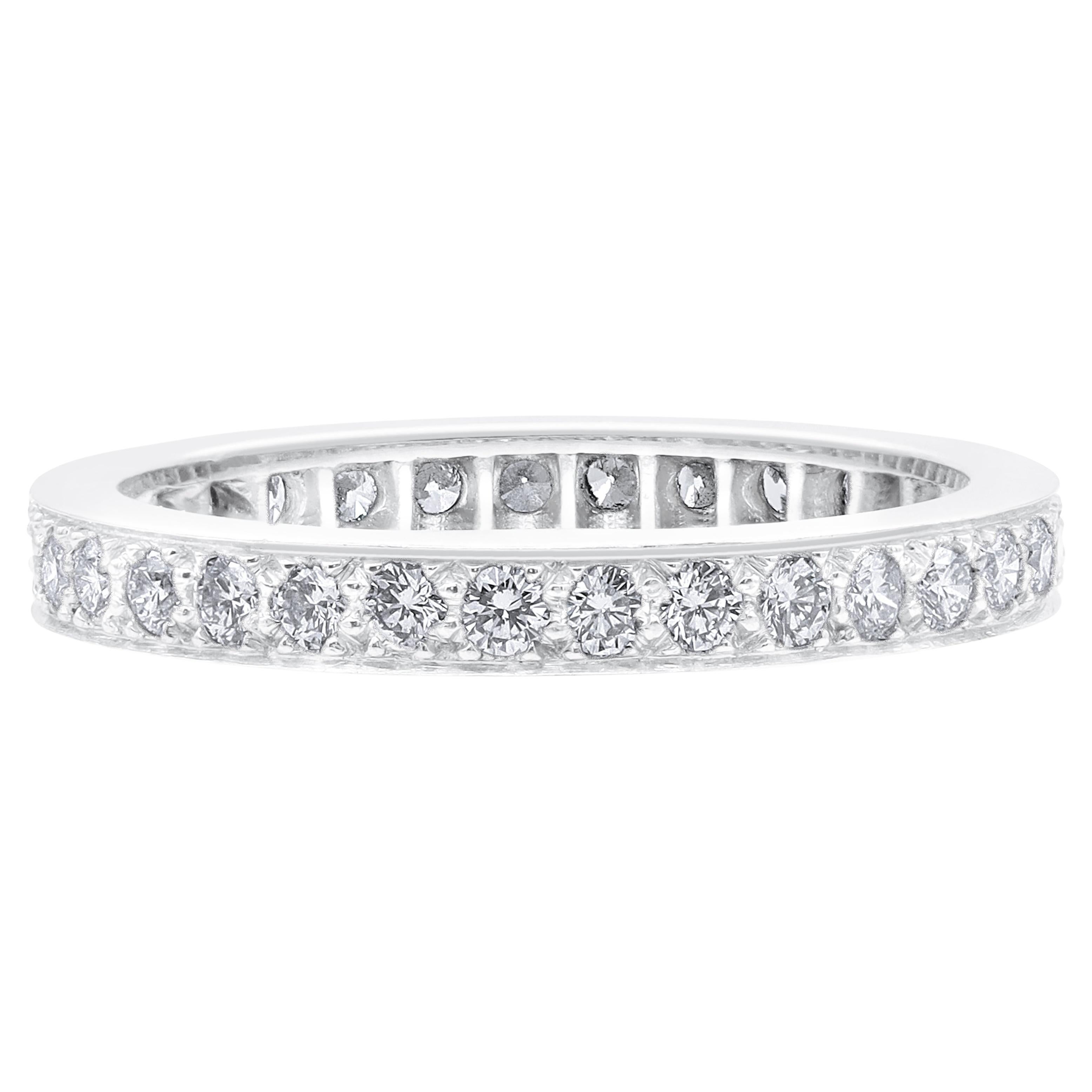 Oscar Heyman Anillo de platino con diamantes engastados de 2,5 mm, talla 6