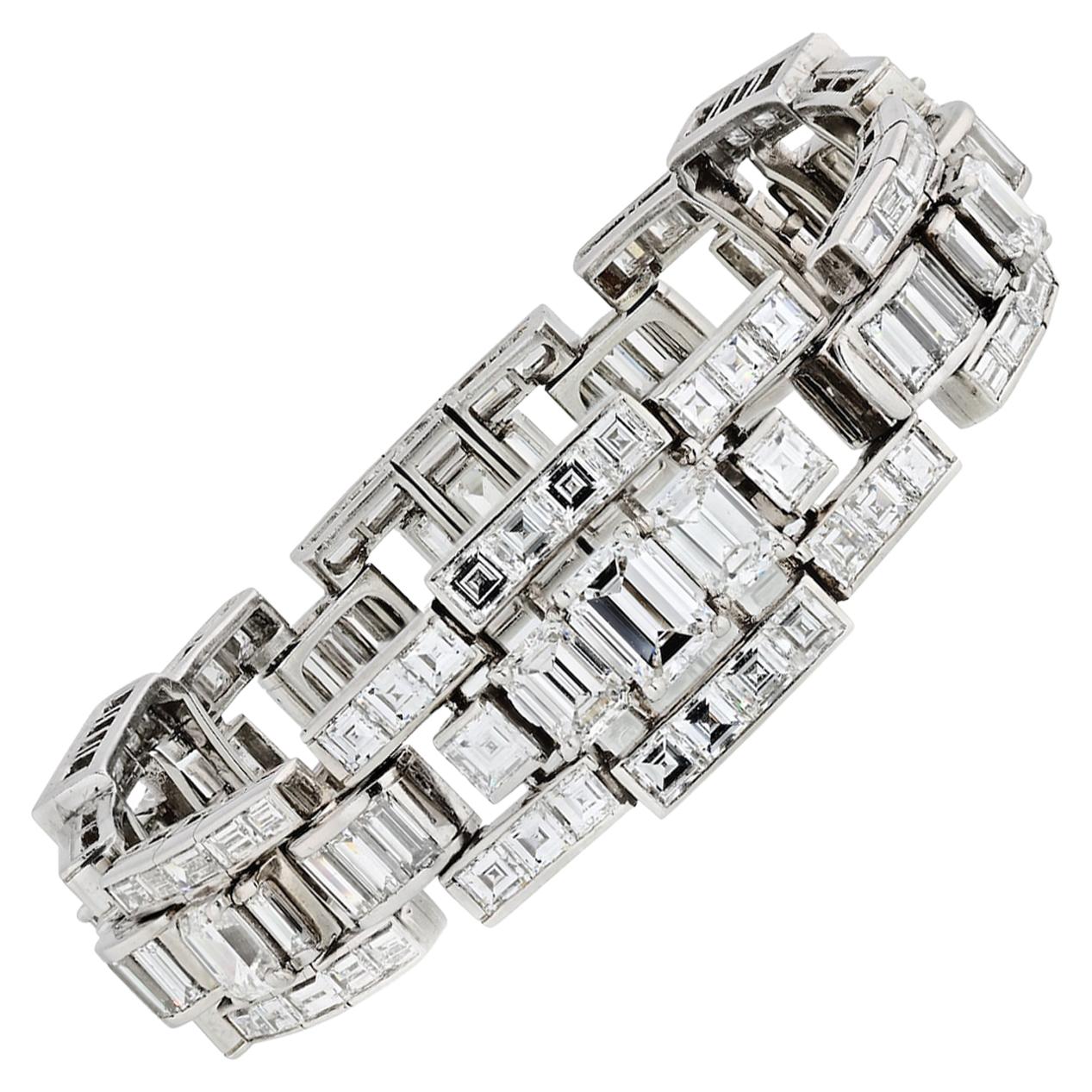Oscar Heyman 30.63 Carat Platinum Diamond Estate Bracelet