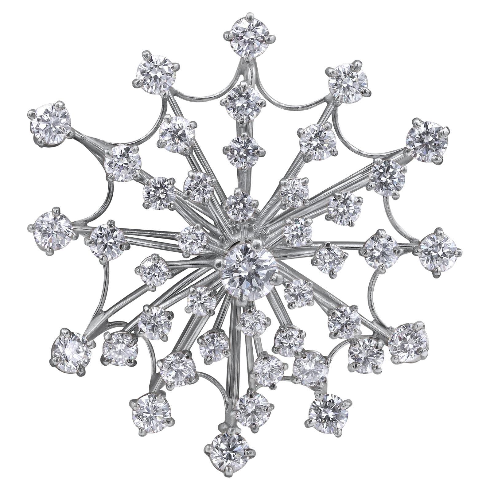 Oscar Heyman Platinum 3.73tcw Diamond Snowflake Brooch