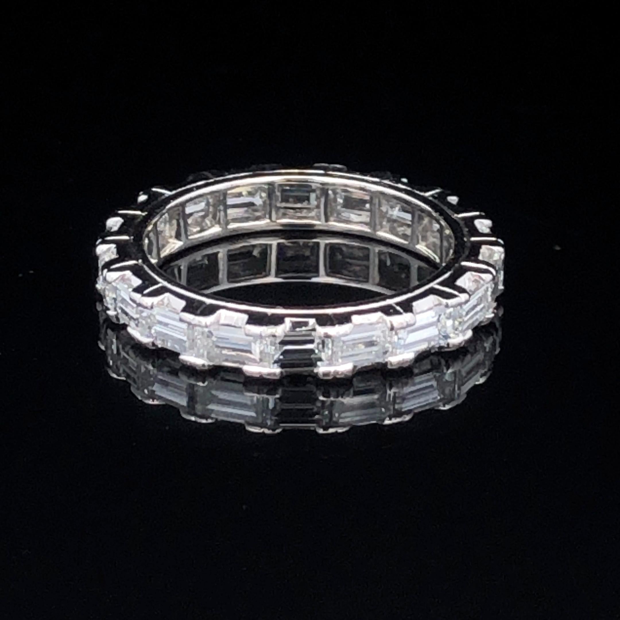 Baguette Cut Oscar Heyman Platinum 3mm Cog Set Baguette Diamond Band Ring sz 6 For Sale