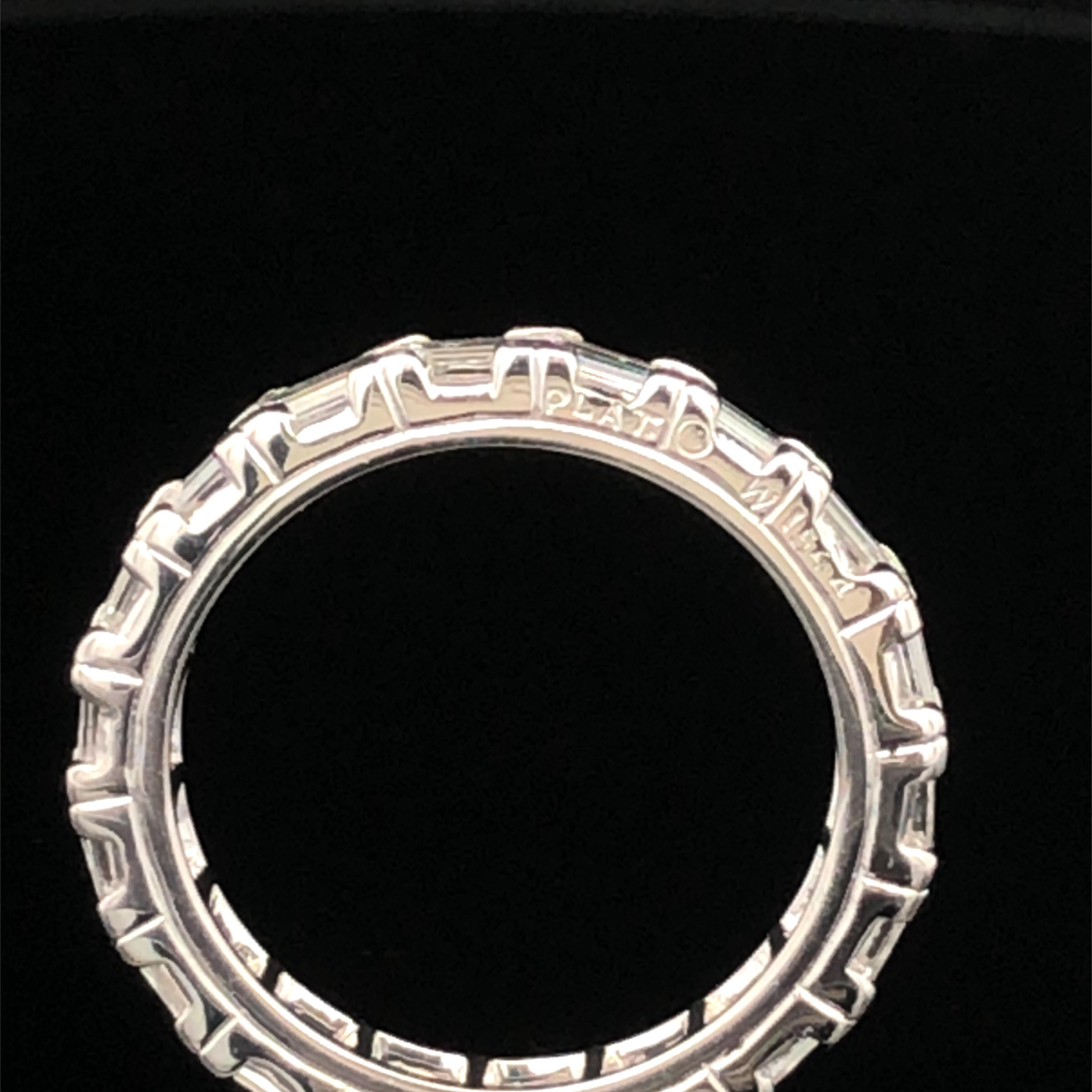 Women's or Men's Oscar Heyman Platinum 3mm Cog Set Baguette Diamond Band Ring sz 6 For Sale