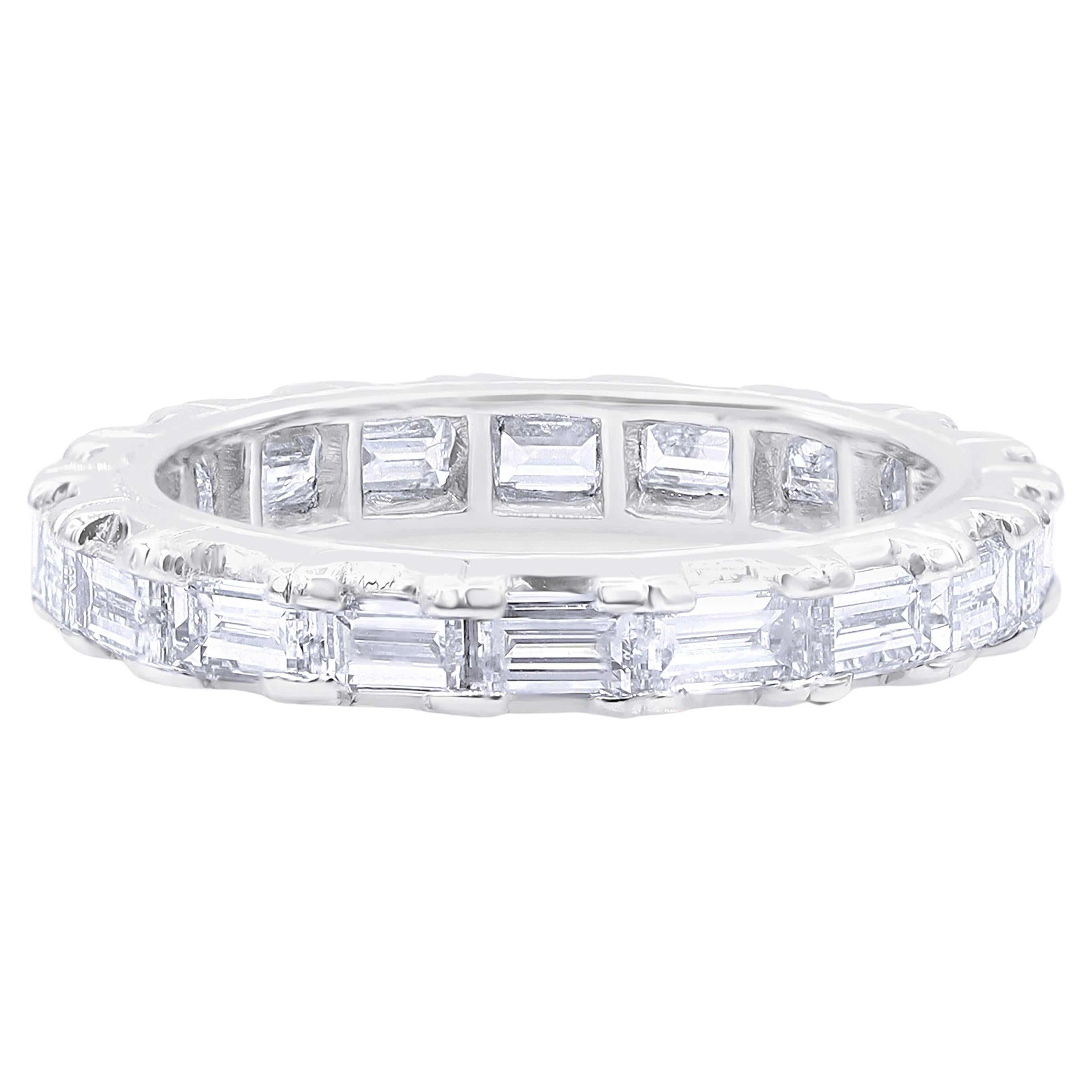 Oscar Heyman Platinum 3mm Cog Set Baguette Diamond Band Ring sz 6