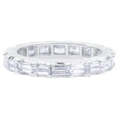 Oscar Heyman, bague à anneau en platine 3 mm sertie de diamants baguettes, taille 6