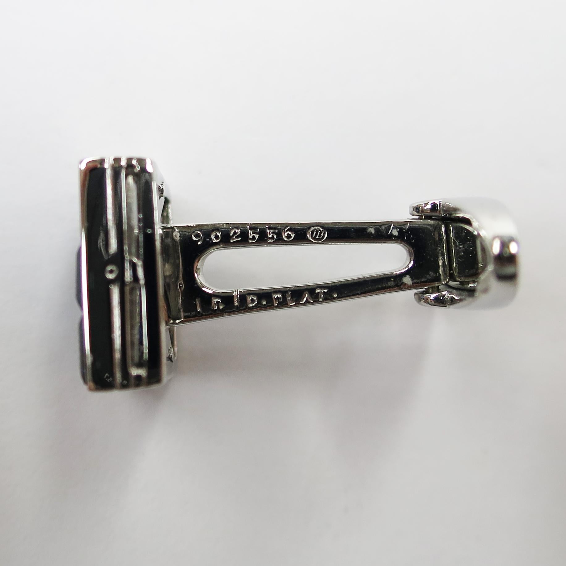 Contemporary Oscar Heyman Platinum 6.90 Carat Invisibly Set Sapphire Cufflinks