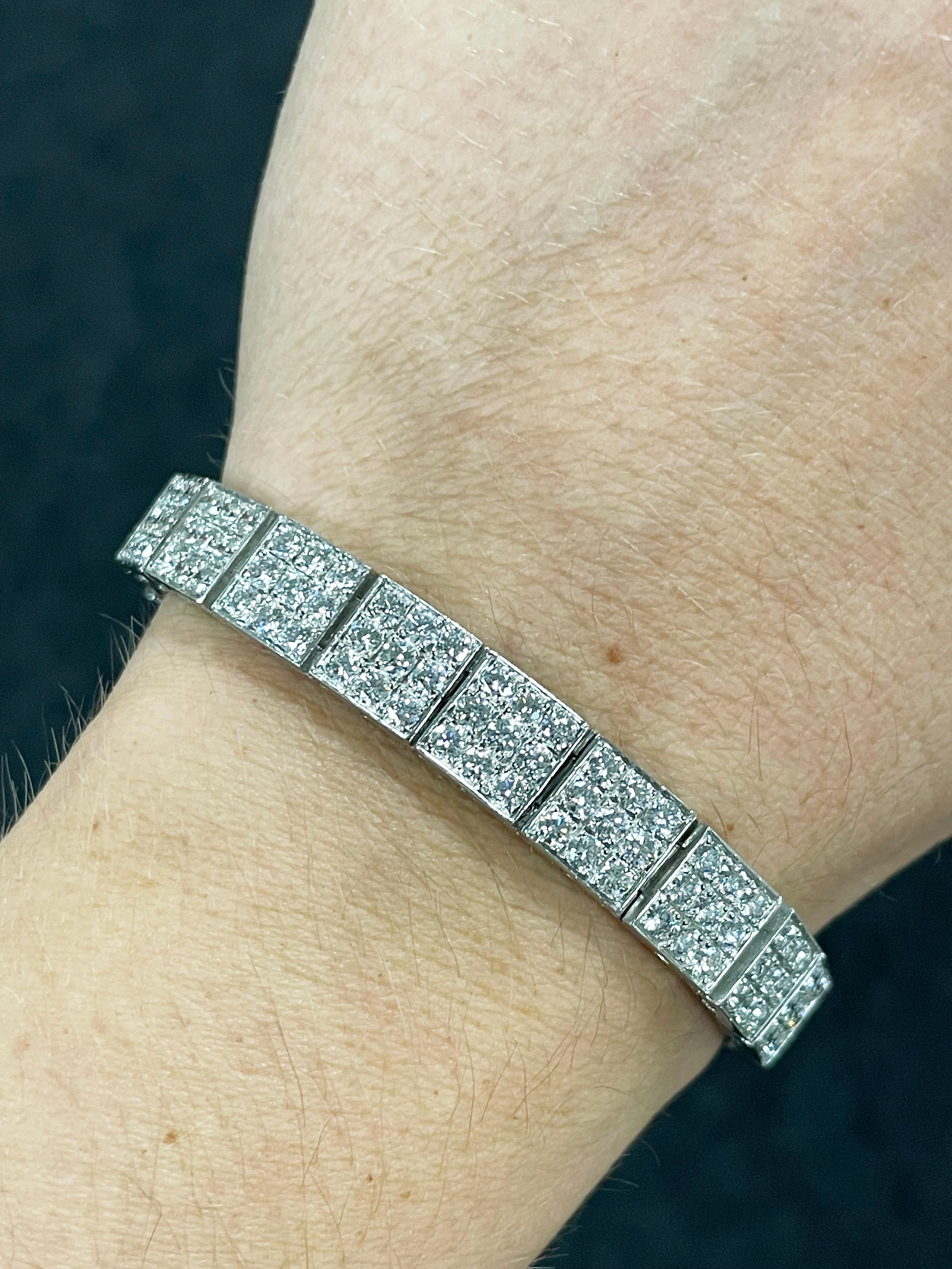 Contemporain Oscar Heyman, bracelet en platine avec diamants ronds de 8,32 carats en vente