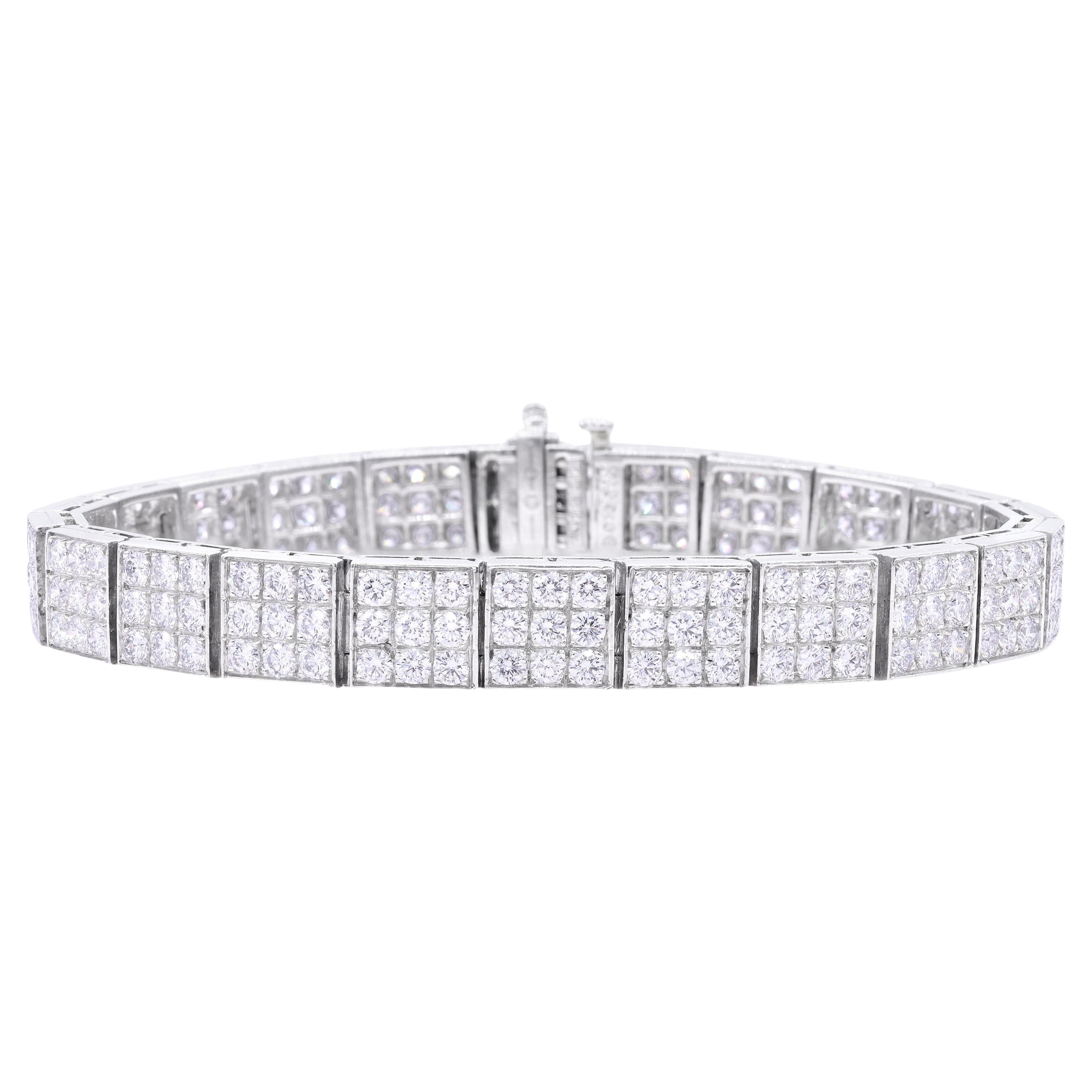 Oscar Heyman, bracelet en platine avec diamants ronds de 8,32 carats en vente