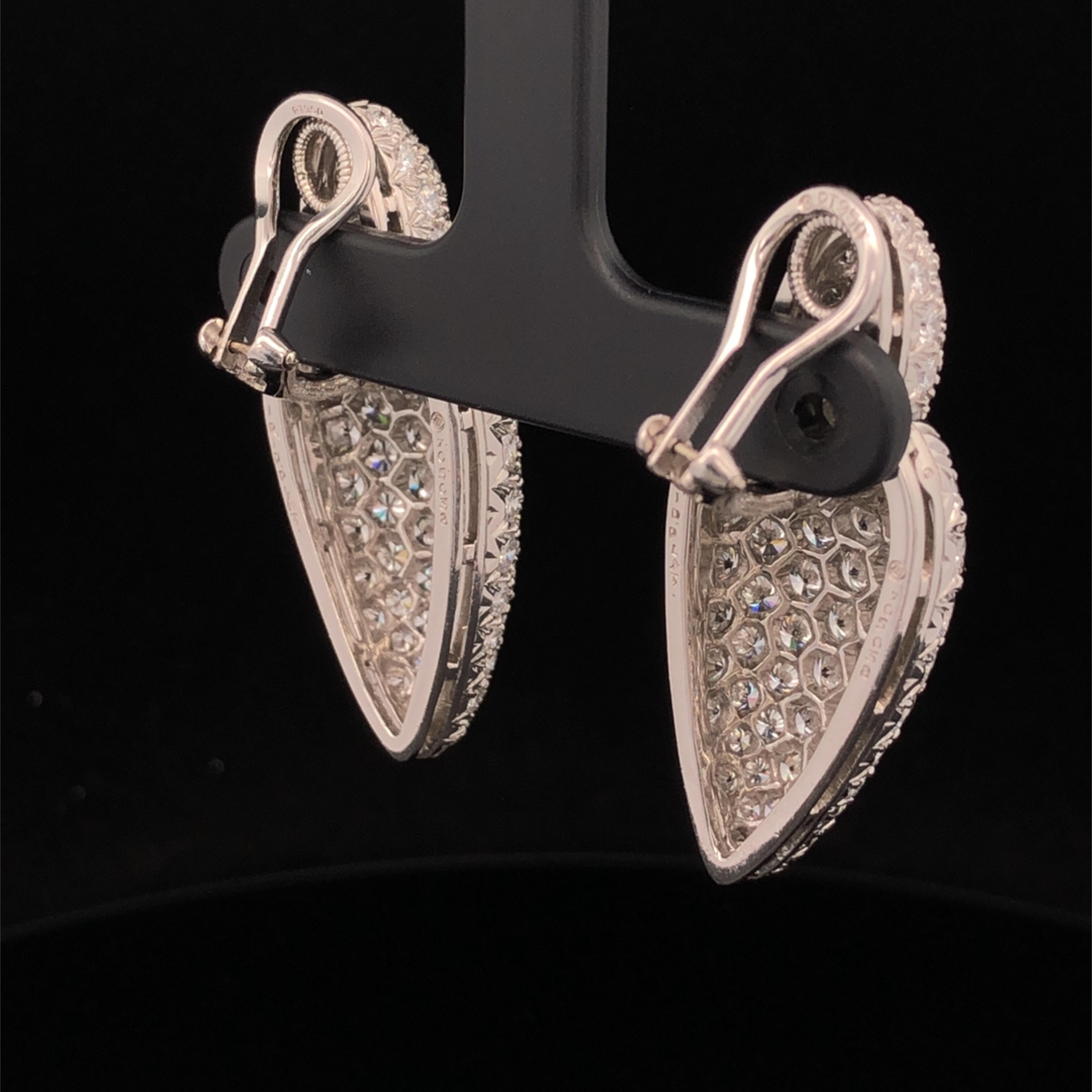 Contemporary Oscar Heyman Platinum 8.58tcw Diamond Door Knocker Earrings For Sale