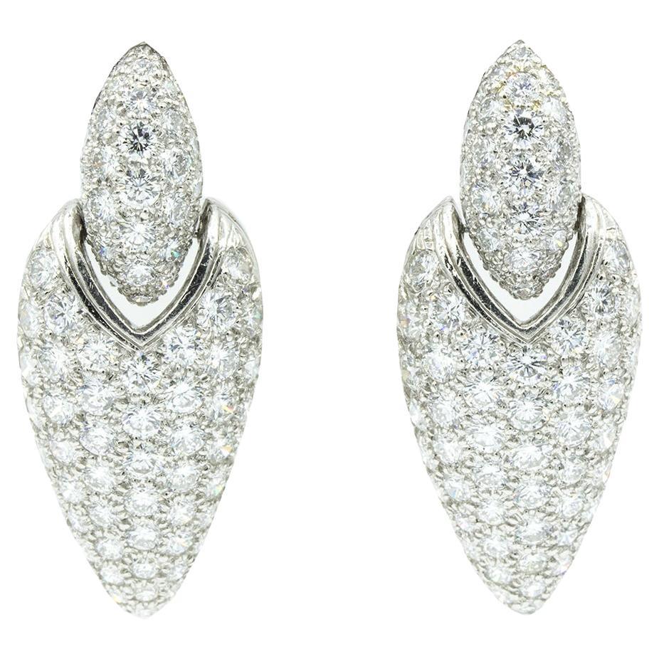 Oscar Heyman Platinum 8.58tcw Diamond Door Knocker Earrings For Sale