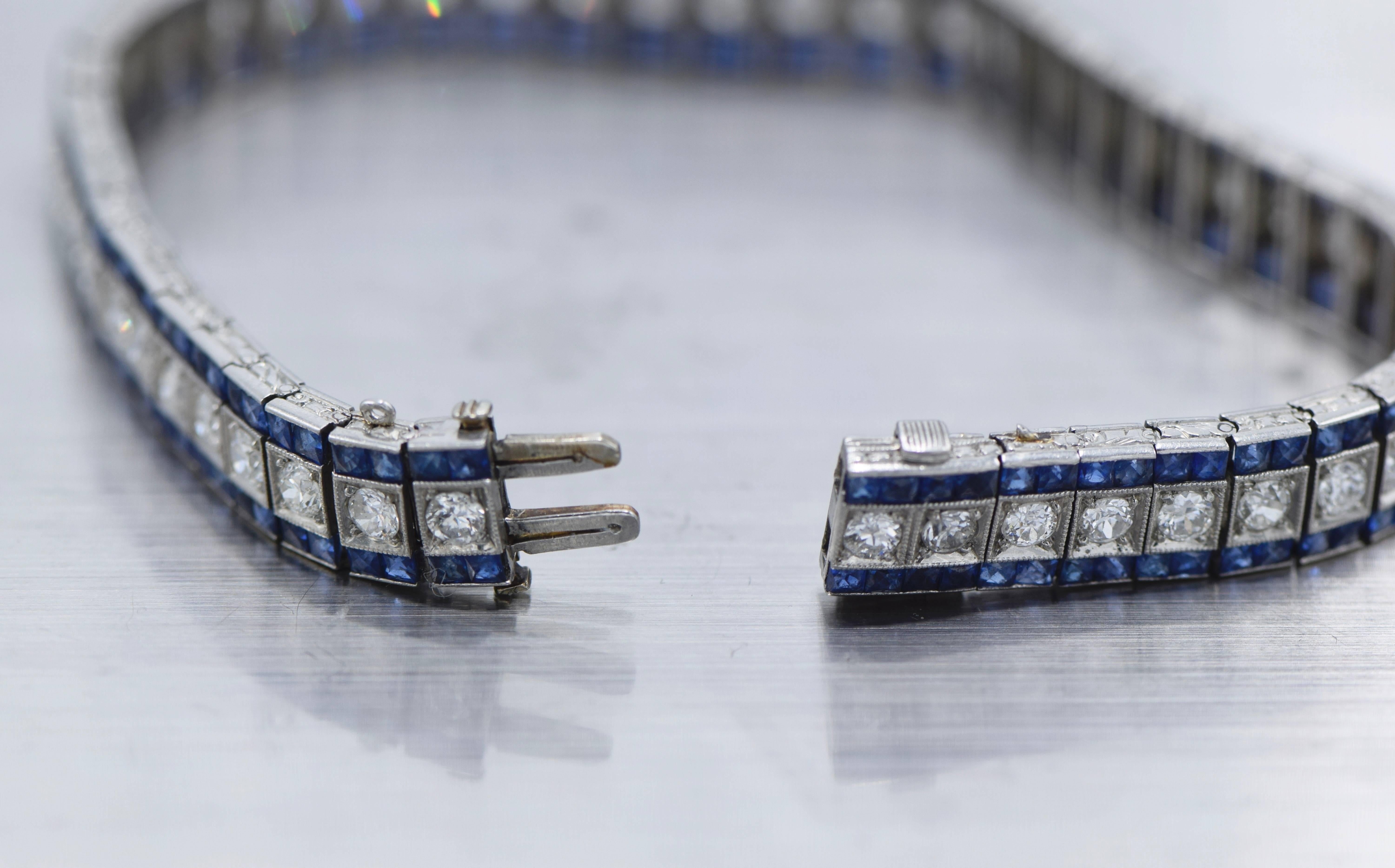 Art Deco Oscar Heyman, Platinum and Sapphire Diamond Bracelet