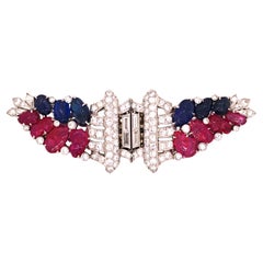 Oscar Heyman, Platinum Art Deco Diamond Gemstone Brooch