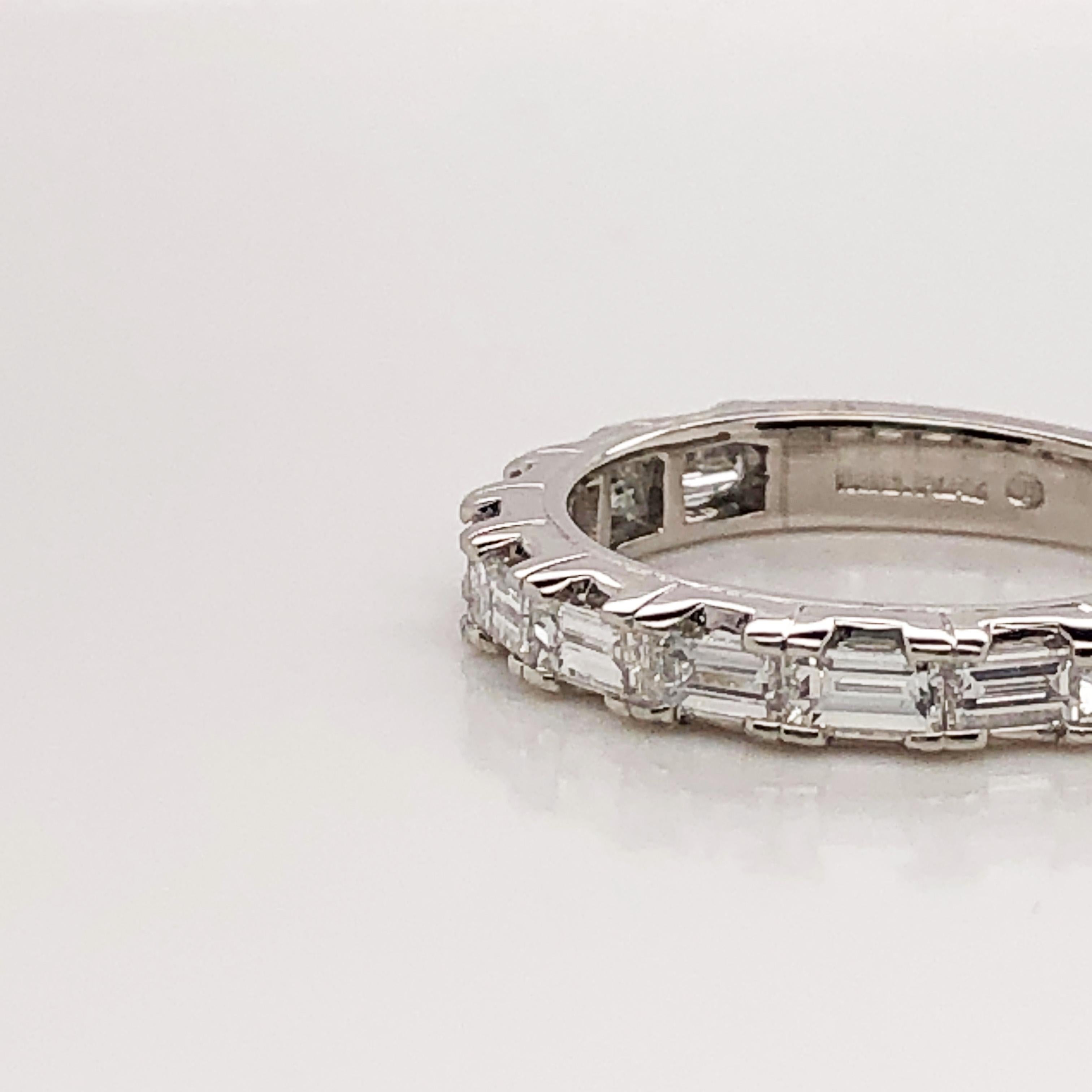 Contemporary Oscar Heyman Platinum Baguette Diamond Partway Wedding Band Ring