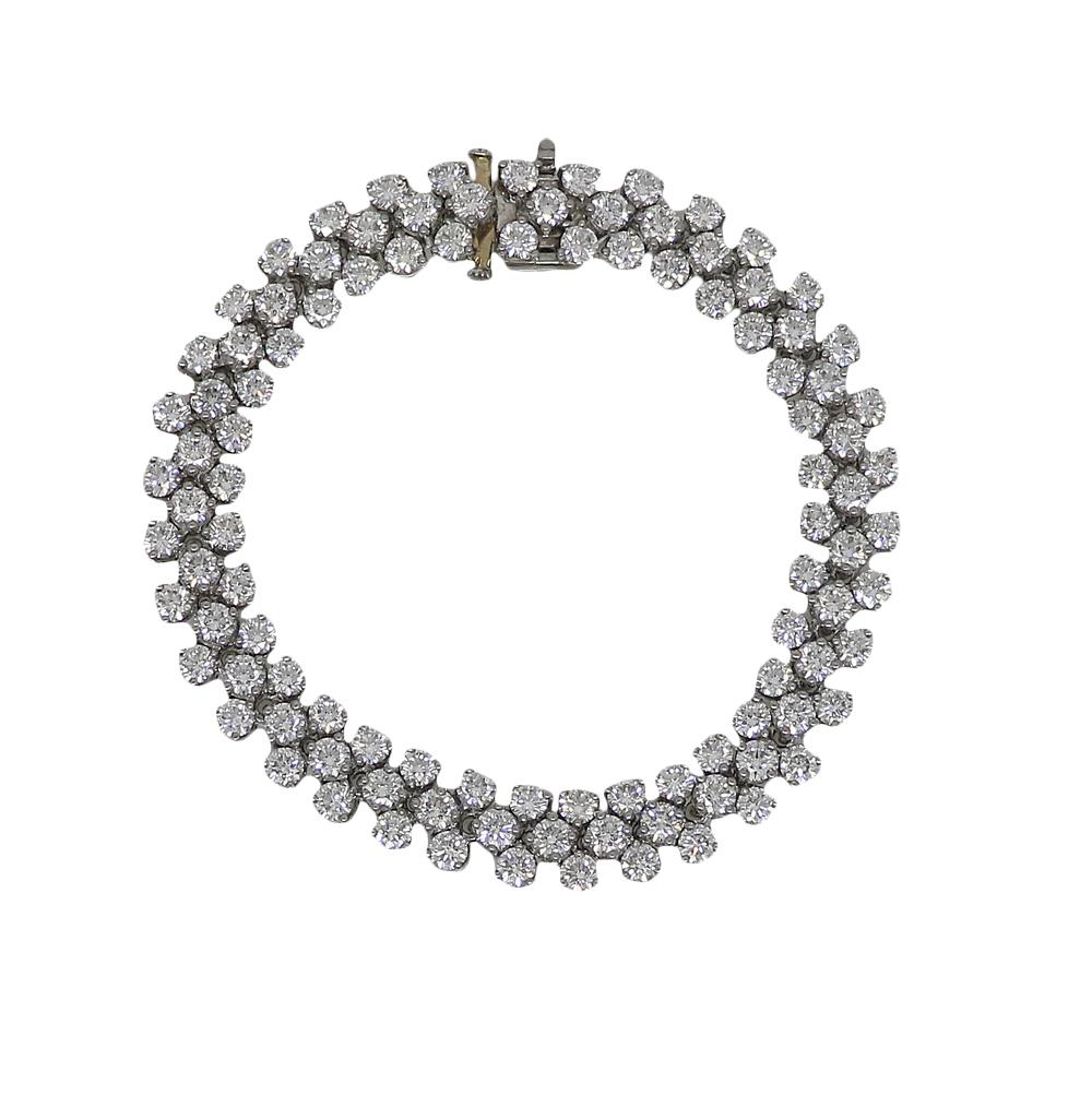 Platinum Oscar Heyman Diamond Bracelet. The Diamonds are G in color and VS1 In Clarity Weigh Approximately 14.47 Carats Total Weight. It Measures 6.75 Inches In Length And Weighs 31.4 Grams. 