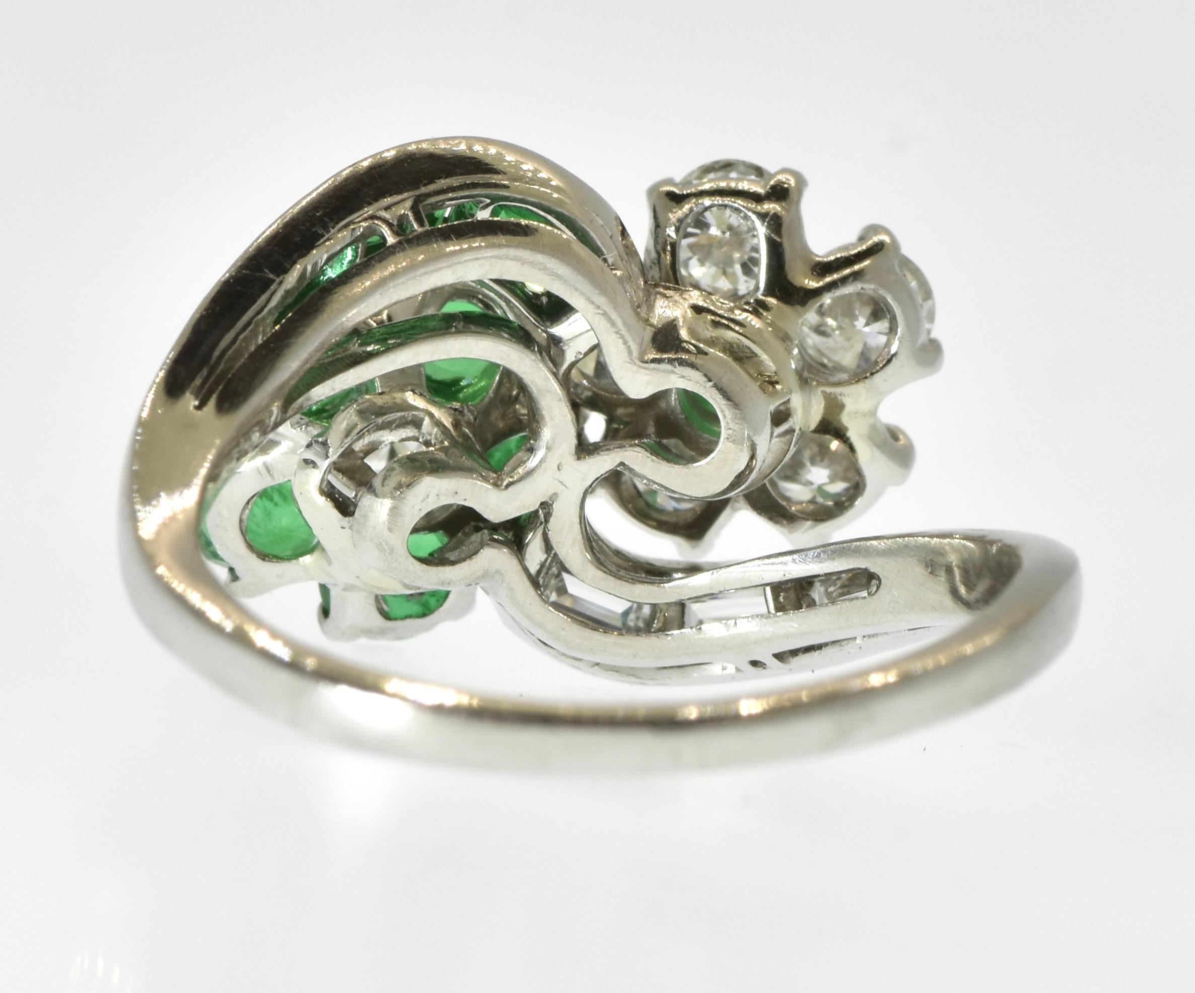 Oscar Heyman Platinum Diamond and Emerald Vintage, Numbered Ring, 1962. 2