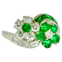 Oscar Heyman Platinum Diamond and Emerald Vintage, Numbered Ring, 1962.