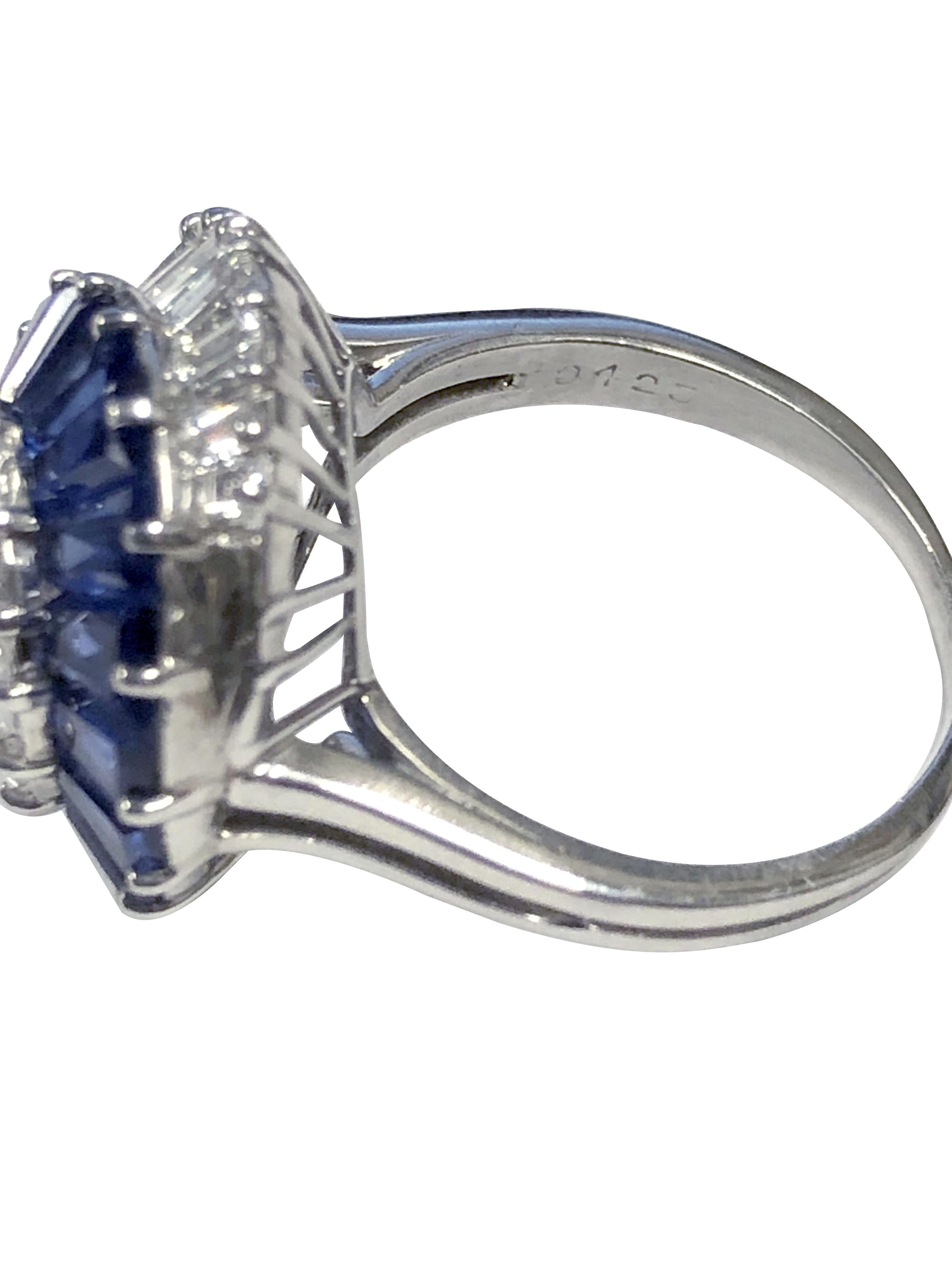 Oscar Heyman Platinum Diamond and Sapphire Classic Swirl Ring 1