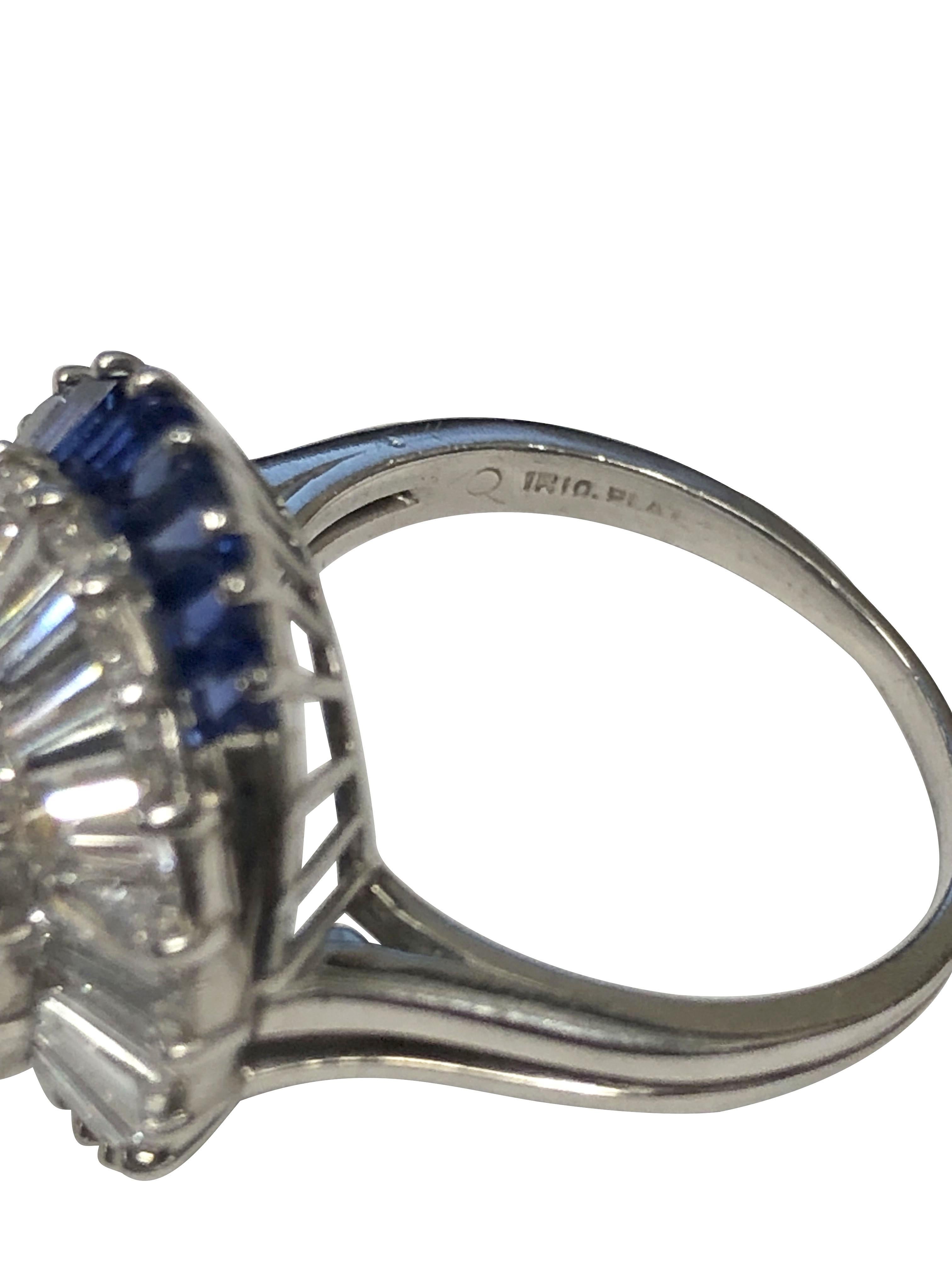 Oscar Heyman Platinum Diamond and Sapphire Classic Swirl Ring 2