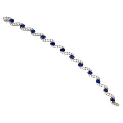 Oscar Heyman Platinum Diamond and Sapphire Twist Link Bracelet